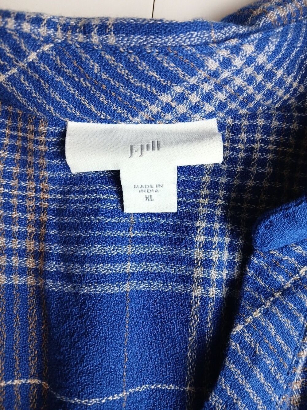 J Jill Womens XL Tunic Top Shirt Blue Plaid Henley Popover Long Sleeve Casual - Picture 9 of 13